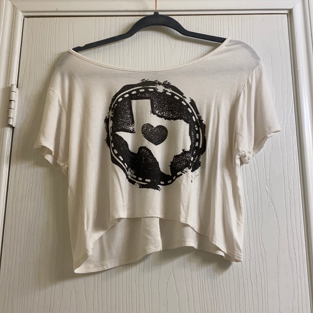 Texas - Off white and black crop top